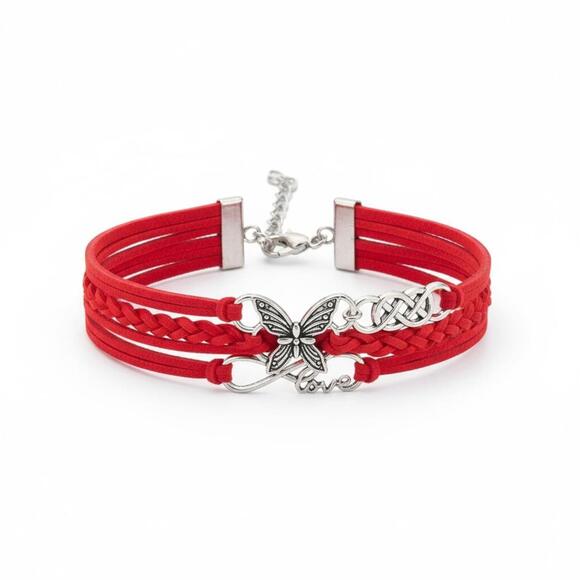 Unbranded Jewelry - Red Braided Bracelet with Love Infinity Charm